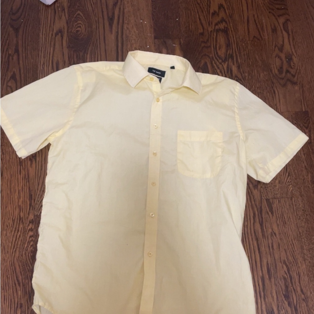 Yellow Casual Button Down Shirt Lightweight Fabric